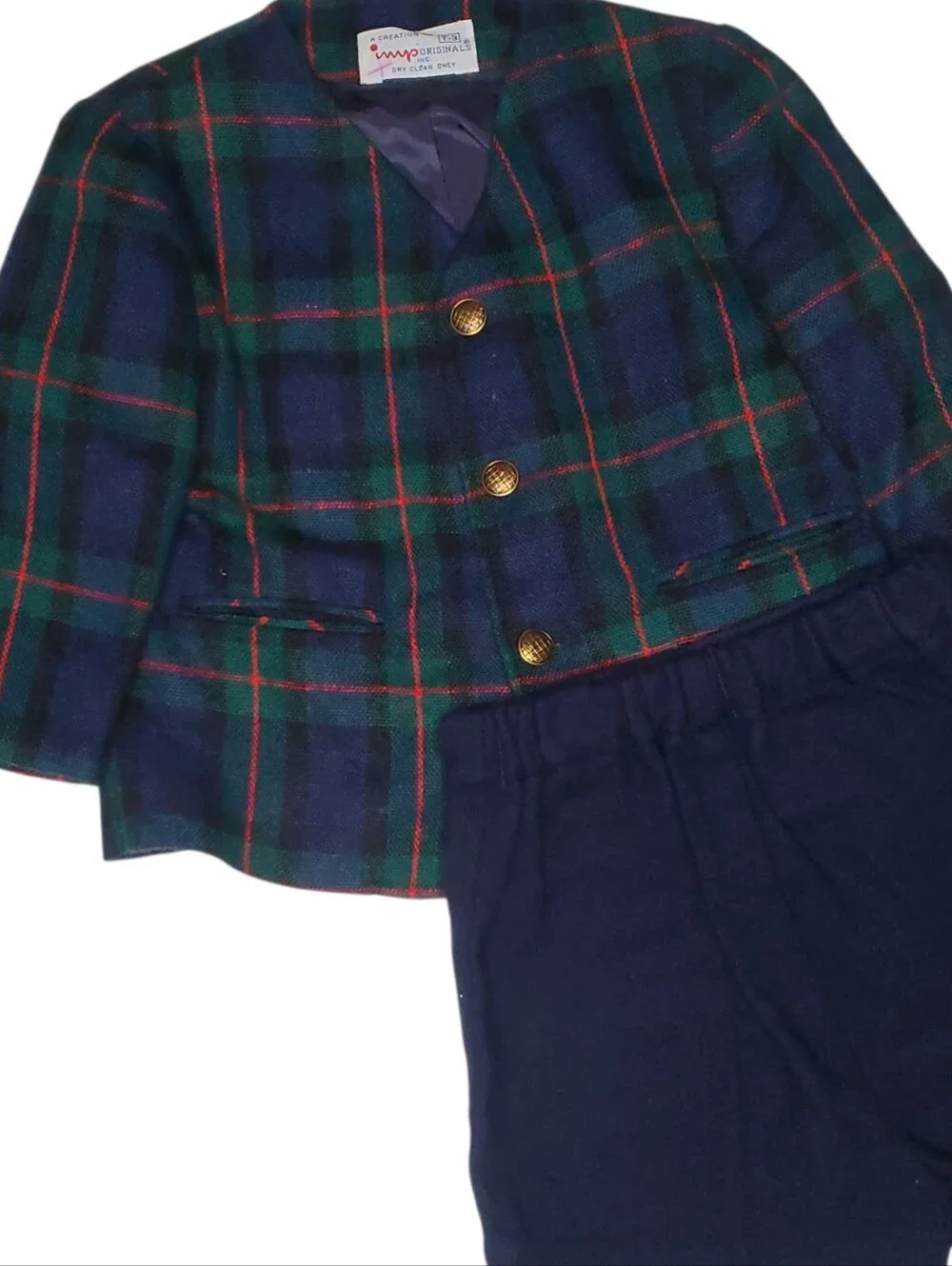 VTG Imp Originals Bullock's Wilshire Boys Plaid Blazer Shorts Suit Set 3T Tartan